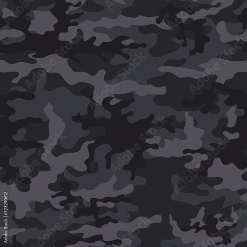 black camouflage vector illustration seamless military background, night camouflage pattern.