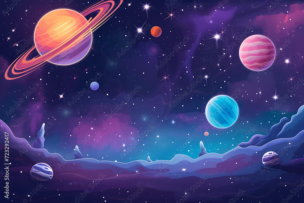 Space background cartoon for kids.