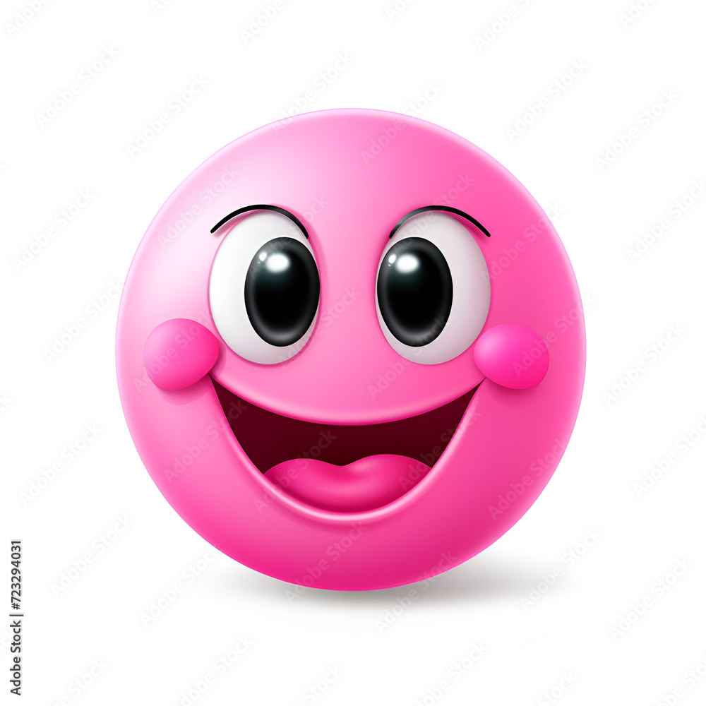 Naklejka premium pink smile emoticon on white background