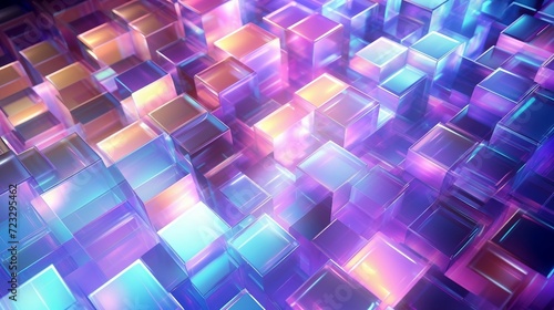 Abstract 3d cube background with glowing lights