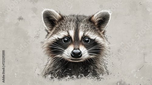  a close up of a raccoon's face with a grungy look on it's face and it's face is looking at the camera.