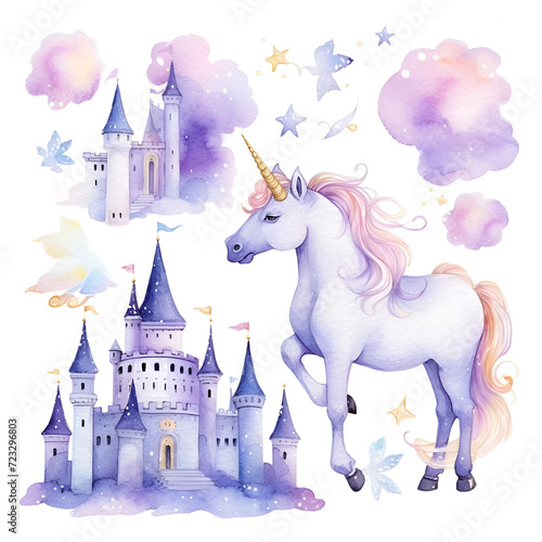 Beautiful Unicorn Watercolor Clipart  Perfect Design for Your Project and Creations  Ai Generative