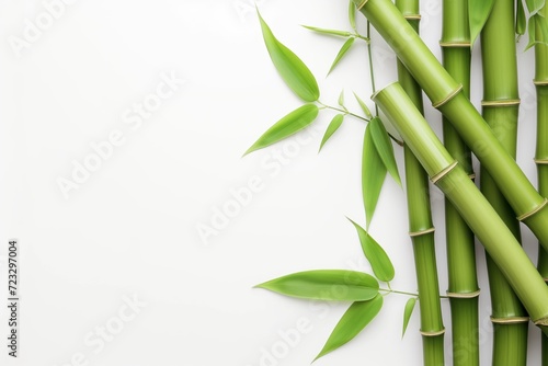 Green bamboo on white background