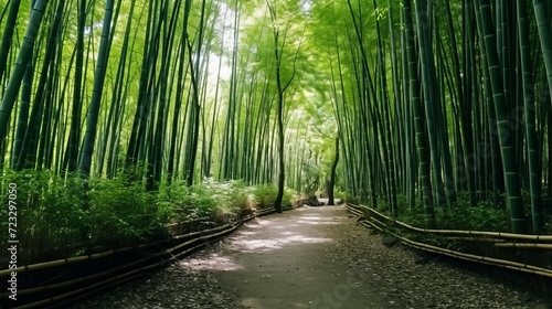 Beautiful landscape of bamboo grove in the forest at arashiyama kyoto