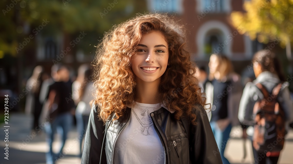 Fototapeta premium Beautiful student happy to be back at university