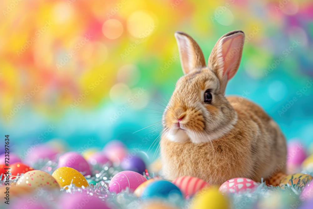 Adorable Rabbit Portrait on Abstract Canvas Adorable Rabbit Portrait on Abstract Canvas