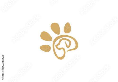 dog paw logo design. petcare linear style concept element symbol icon template