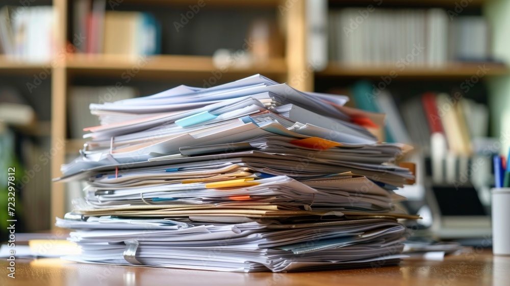 A Pile of Papers Sitting on the Office Desk A Pile of Papers Sitting on the Office Desk