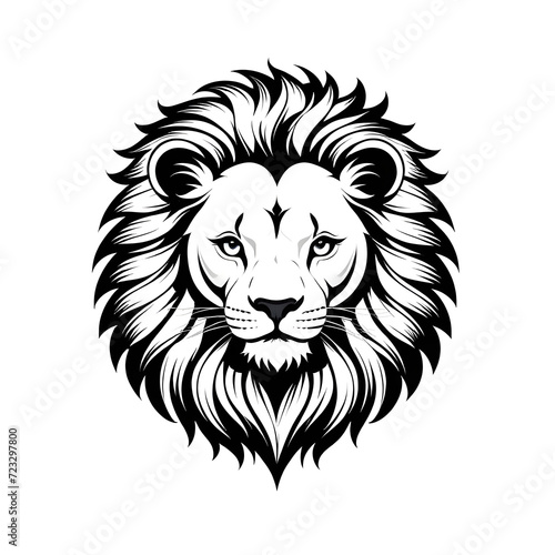 Black Lion Head Illustration with Transparent Background 
