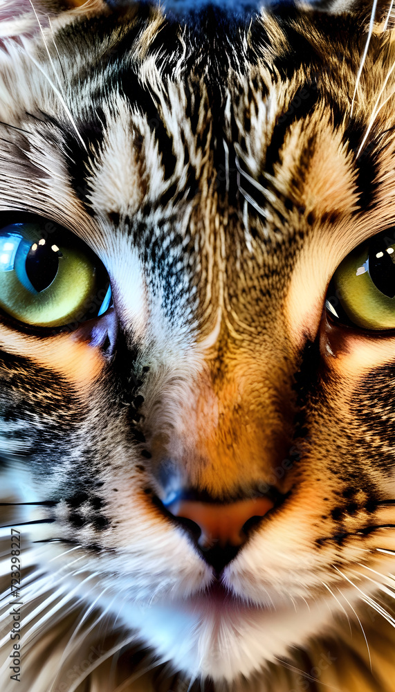 An extreme closeup on a British Shorthair cat´s face