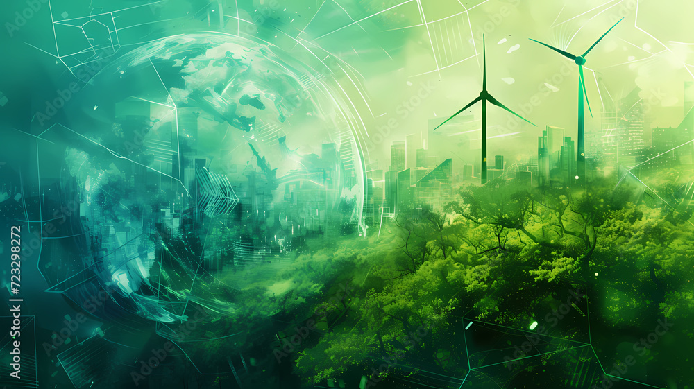 Renewable Revolution. Abstract Green Energy Illustration