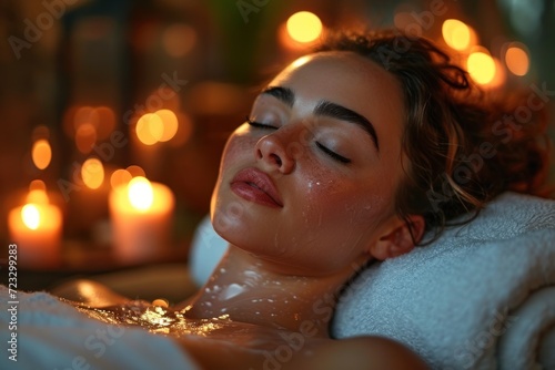 Portrait of a beautiful relaxing girl in a spa salon