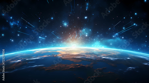 Digital technology universe earth abstract graphics poster web page PPT background