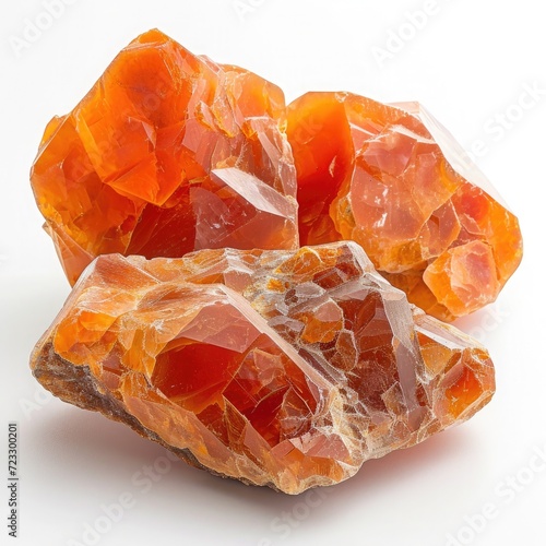 Carnelian gemstone on white background