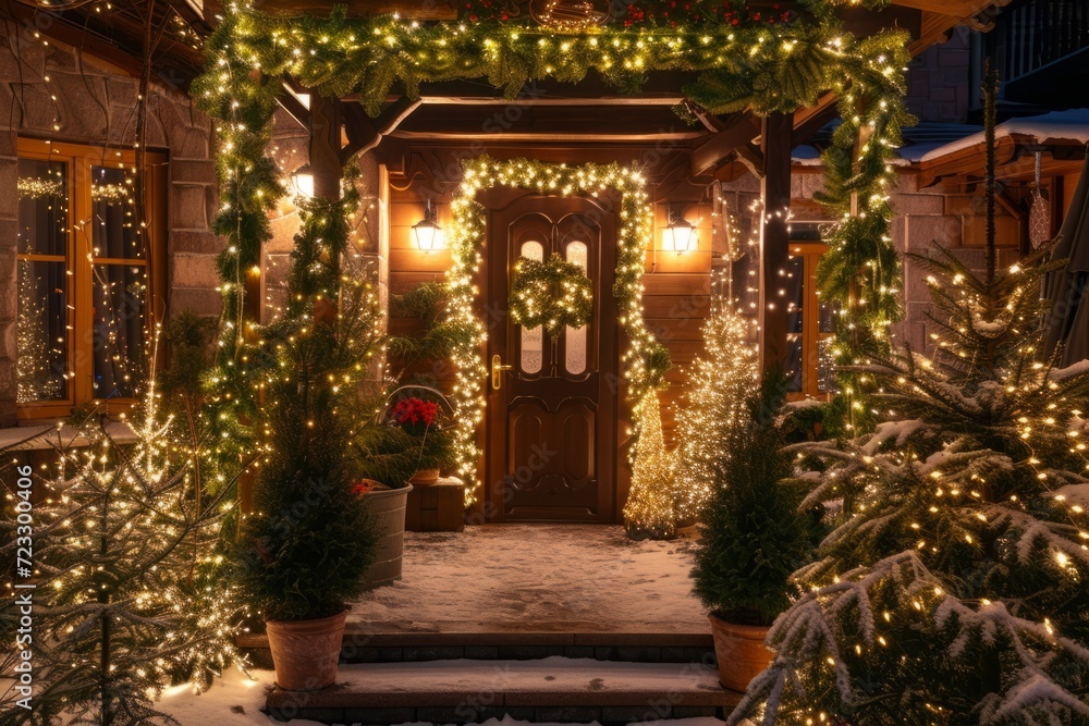Festive Outdoor Decor With Sparkling Lights Sets The Holiday Mood