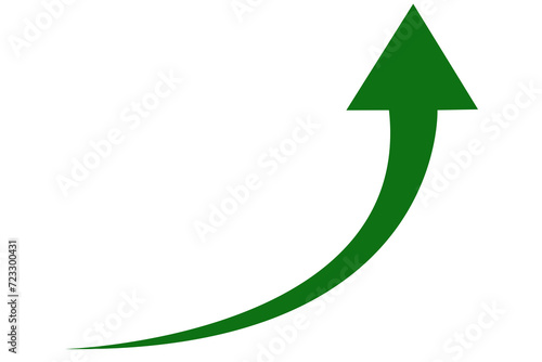 green arrow graph up move on white background