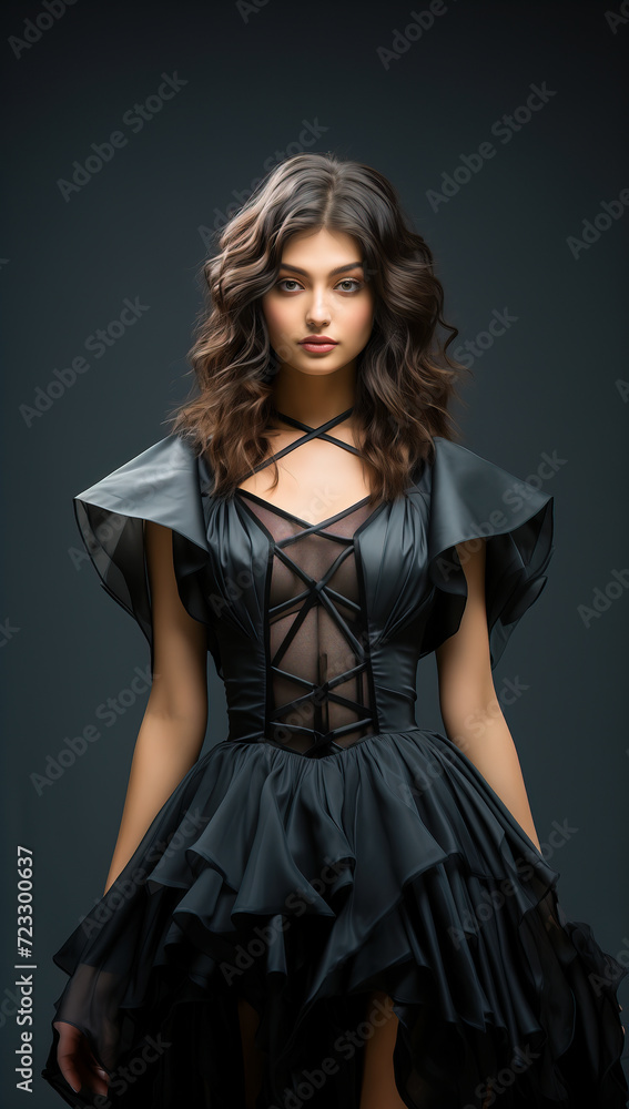 Beautiful young woman in a black dress. Beautiful young woman in a black dress.