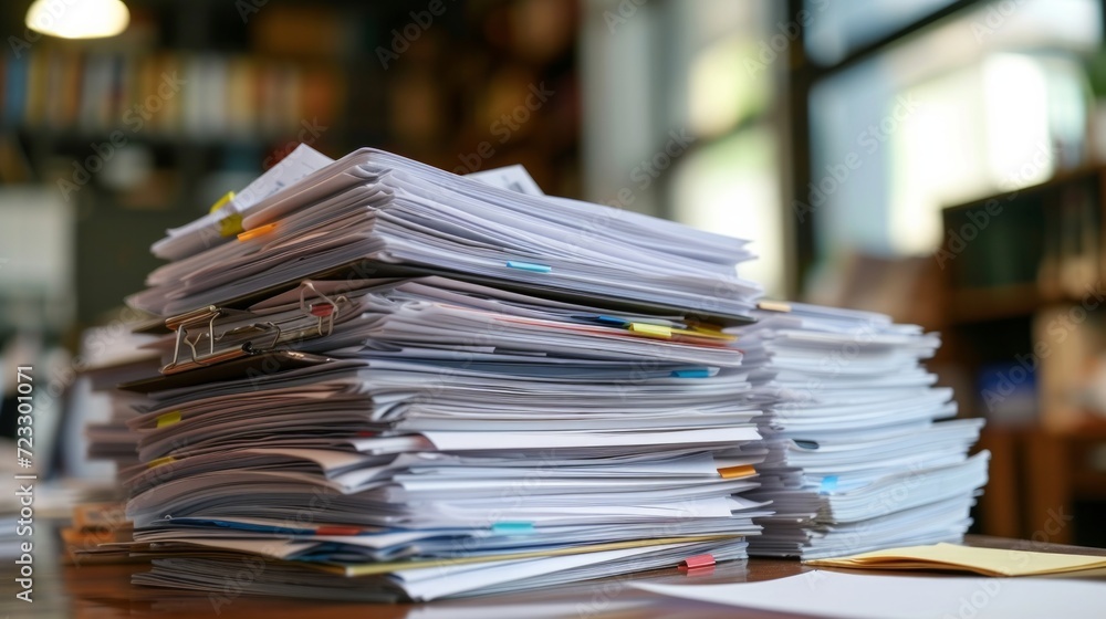 A Pile of Papers Sitting on the Office Desk A Pile of Papers Sitting on the Office Desk