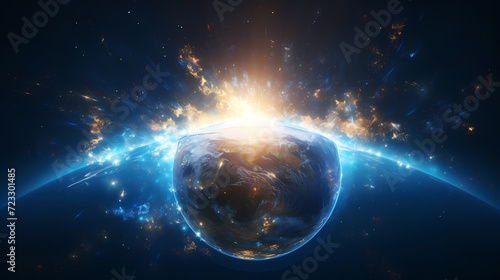 Digital technology universe earth abstract graphics poster web page PPT background