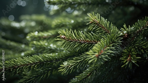 A close-up view of a pine tree branch. This image can be used to depict nature, forestry, or environmental themes