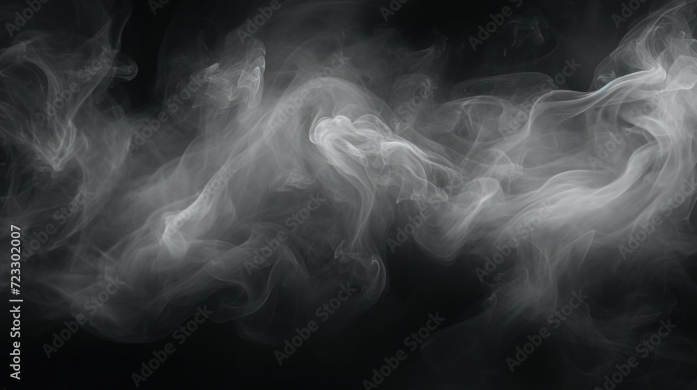 Fototapeta premium Close-up shot of smoke on a black background. Can be used to create a mysterious or dramatic atmosphere