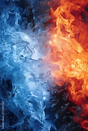 Close up of a dynamic fire and water background. Perfect for adding a touch of energy and contrast to any design project