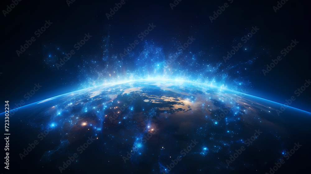Fototapeta premium Digital technology universe earth abstract graphics poster web page PPT background