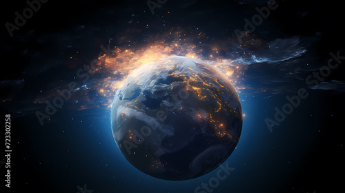 Digital technology universe earth abstract graphics poster web page PPT background © ma