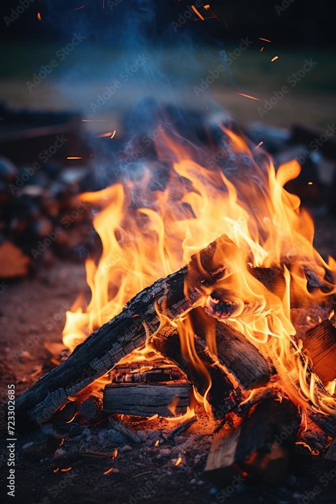 A fire burning in the middle of a field. Suitable for depicting nature's destructive force or controlled burn practices A fire burning in the middle of a field. Suitable for depicting nature's destructive force or controlled burn practices