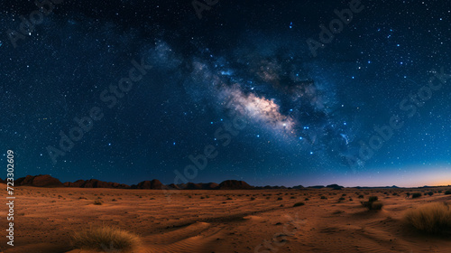 A starry night sky over a secluded desert.