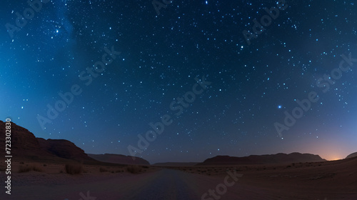 A starry night sky over a secluded desert.
