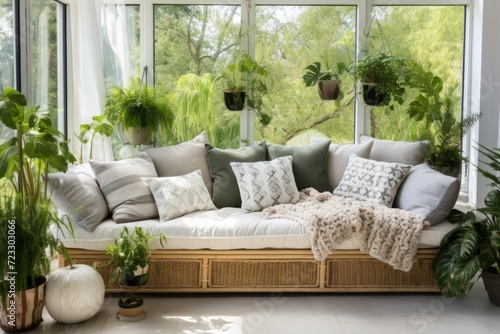 A living room filled with an abundance of green plants. Perfect for adding a touch of nature to any indoor space