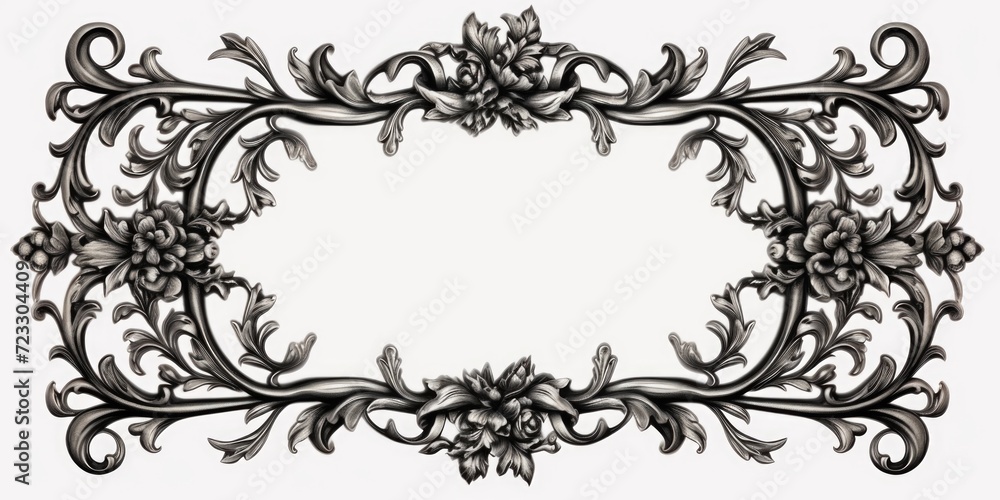 A simple black and white drawing of a frame adorned with delicate flowers. This versatile image can be used for various design projects