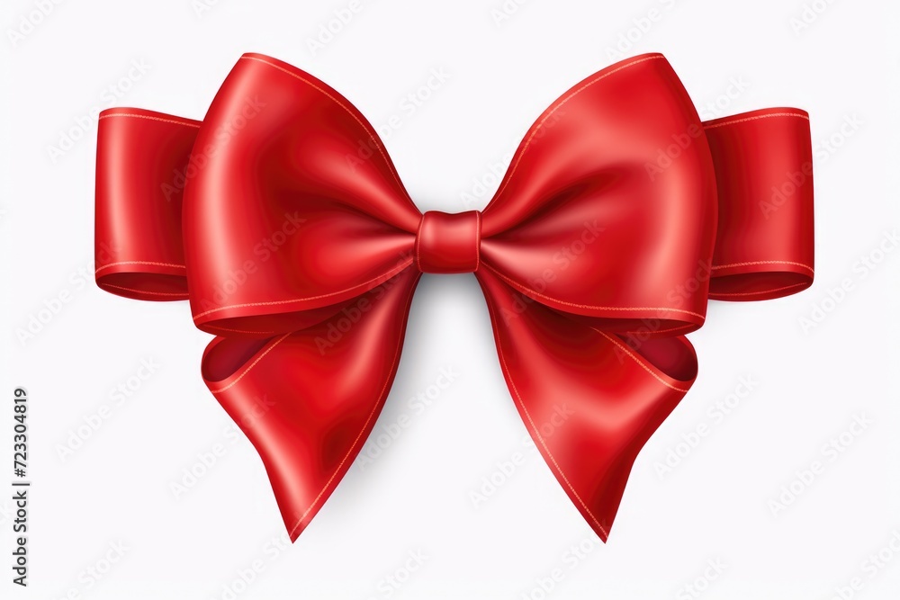A red bow on a clean white background. Perfect for adding a touch of elegance and festivity to any project