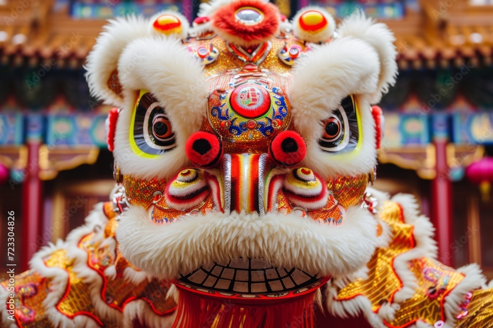 Capturing The Magnificent Essence Of The Chinese Lion: Vibrant And Symbolic Celebration