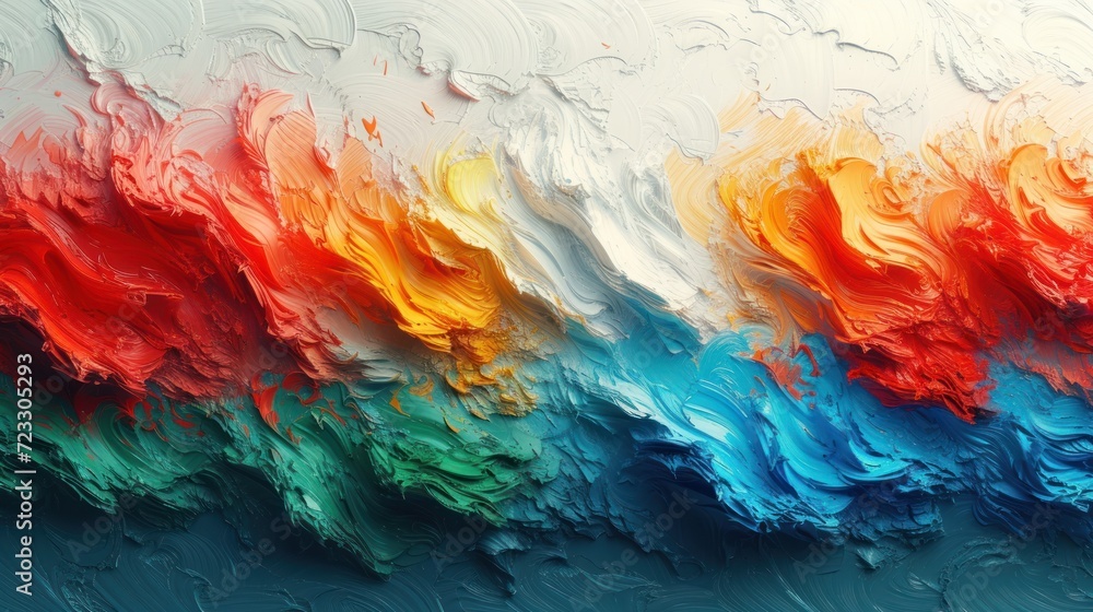  a close up of a multicolored painting with water droplets on the bottom and bottom of the painting on the bottom of the picture.