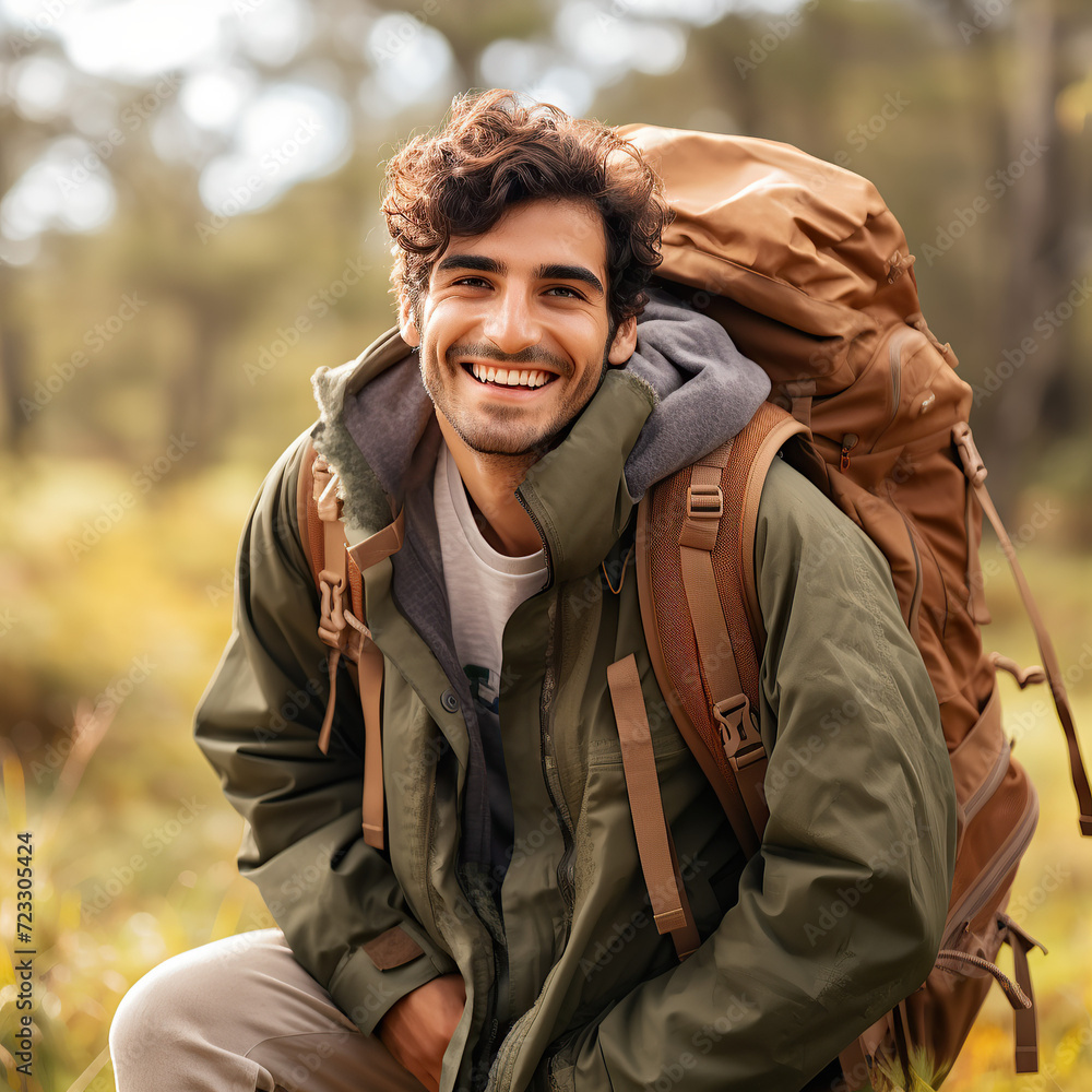 Man with backpack in the nature Man with backpack in the nature