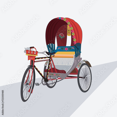 Bangladeshi Rickshaw art. Tri cycle of Dhaka city, Local vehicle