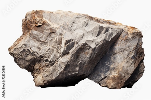 A large rock displayed against a plain white background. Suitable for various uses