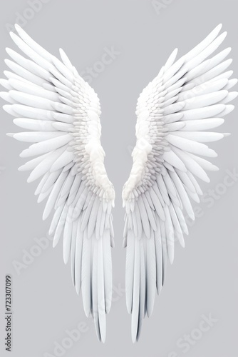 A pair of white wings on a gray background. Suitable for various design projects