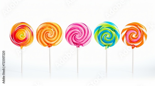 Colorful lollipops isolated on white background photo