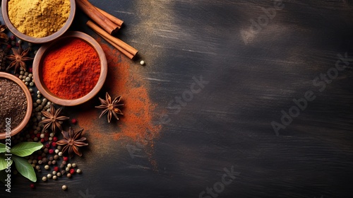 Copy-space with powder spices on table photo