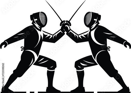 Dueling Fencers Silhouette Vector Graphic