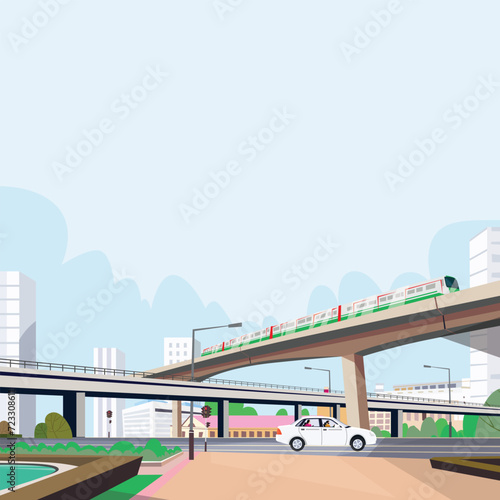 Dhaka City and Metro rail, Metro rail with cityscape, Metro Rail and city, Metro rail with cityscape top view