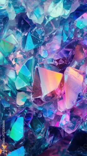 The background composed of beautiful iridescent crystals.