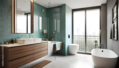 3D design for the bathroom of a beautiful and contemporary apartment 
