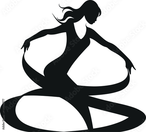 Dynamic Yoga Pose Vector Silhouette