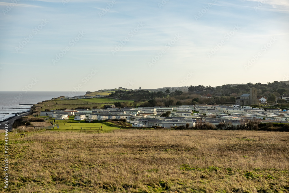 Caravan site and holiday park on the cliffs of the North Norfolk coastal path Caravan site and holiday park on the cliffs of the North Norfolk coastal path