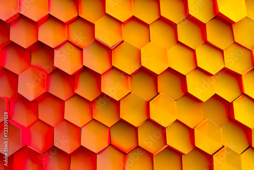 Create a pattern of hexagons with a gradient of red and yellow colors