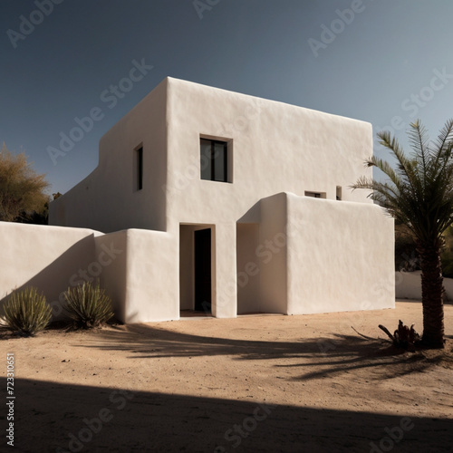 White plastered home, minimalist architecture © Nikola